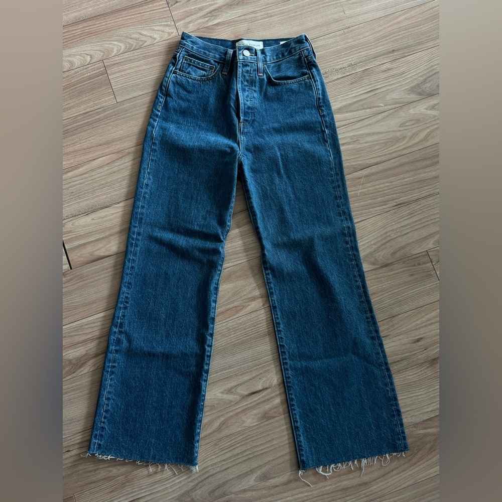 Denim Forum Aritzia High-Rise Farrah Wide Leg Women's Jeans in Dark Blue